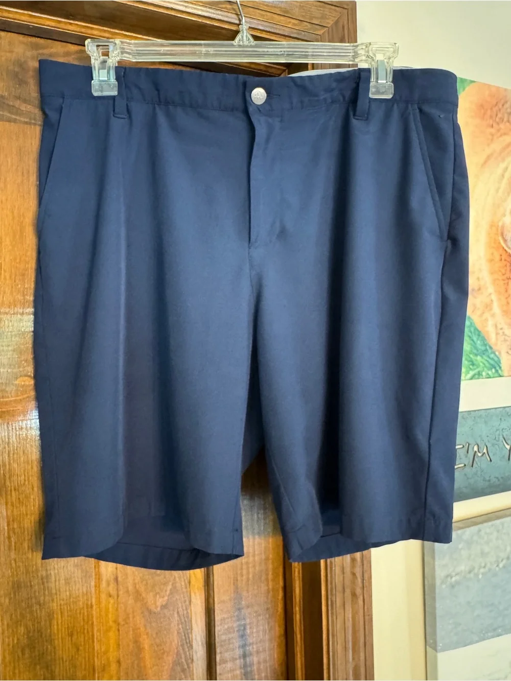 adidas Men's Navy Flat-Front Performance Shorts